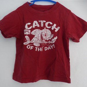 CHILDREN'S PLACE, red tee, "CATCH OF THE DAY" 3T